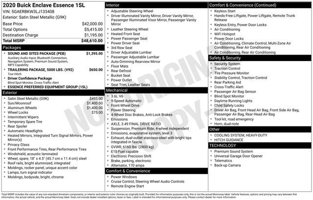 Certified 2020 Buick Enclave Essence w/ Sound and Sites Package FWD image 6