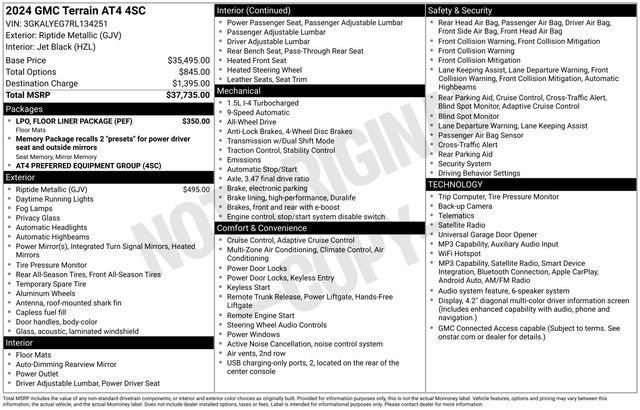 Used 2024 GMC Terrain AT4 w/ LPO, Floor Liner Package AWD/4WD image 5
