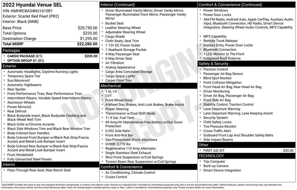 Used 2022 Hyundai Venue SEL w/ Cargo Package image 6