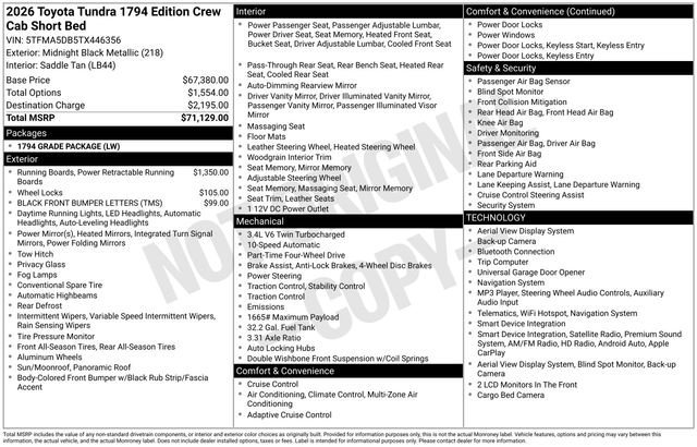 New 2026 Toyota Tundra 1794 Edition AWD/4WD image 32