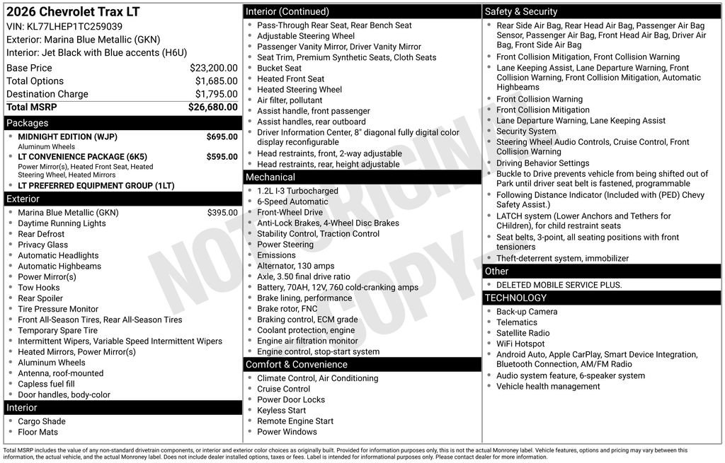New 2026 Chevrolet Trax LT w/ Midnight Edition FWD image 6