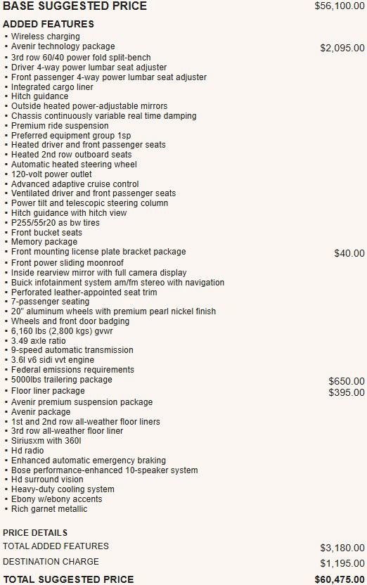 Certified 2020 Buick Enclave Avenir w/ Avenir Technology Package AWD/4WD image 2