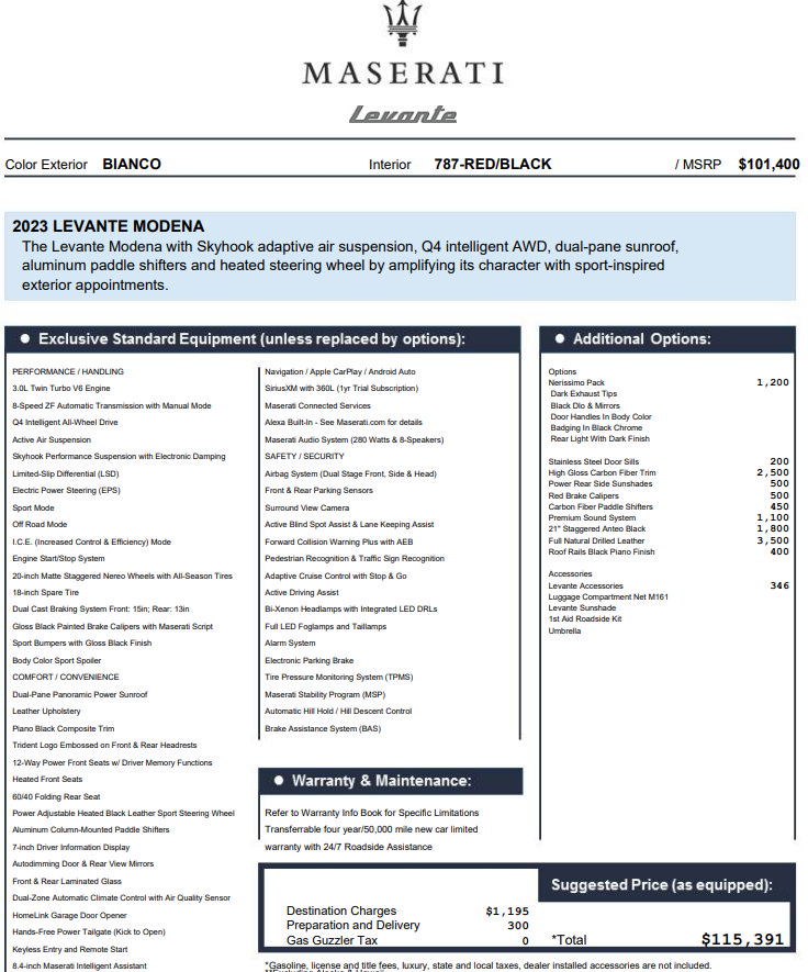 Certified 2023 Maserati Levante Modena AWD/4WD image 2