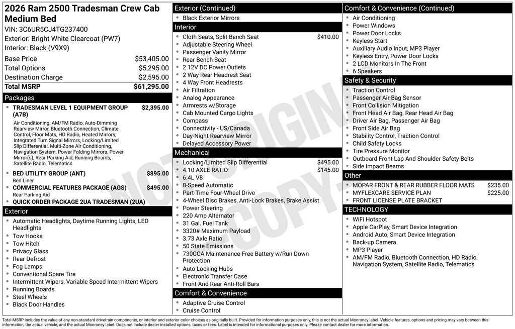 New 2026 RAM 2500 Tradesman AWD/4WD image 3