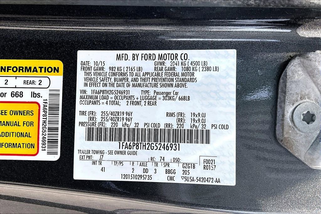 Used 2016 Ford Mustang Premium w/ Ecoboost Performance Package RWD image 29