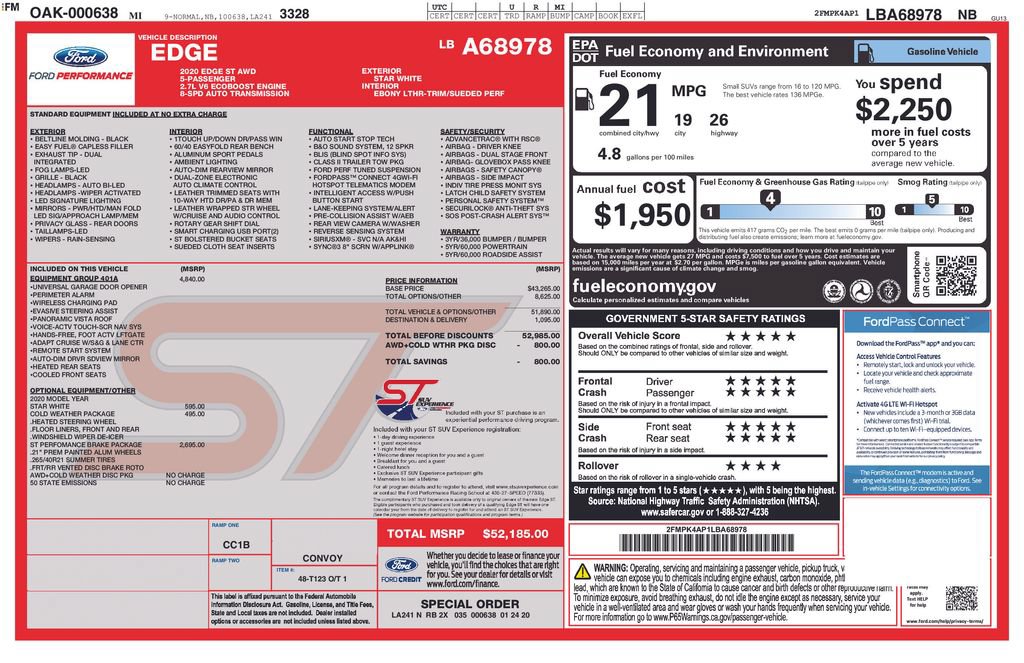 Used 2020 Ford Edge ST w/ Equipment Group 401A AWD/4WD image 11