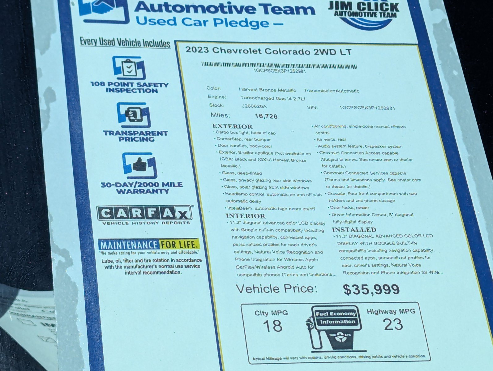 Used 2023 Chevrolet Colorado LT w/ LT Convenience Package II RWD image 14