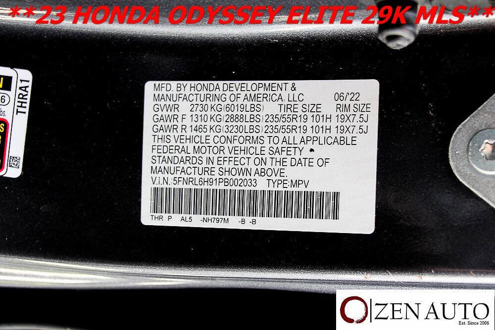 Used 2023 Honda Odyssey Elite image 69