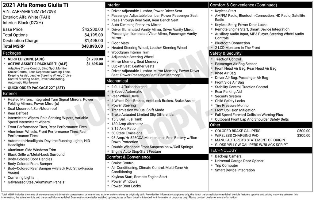 Used 2021 Alfa Romeo Giulia Ti w/ Nero Edizione image 2