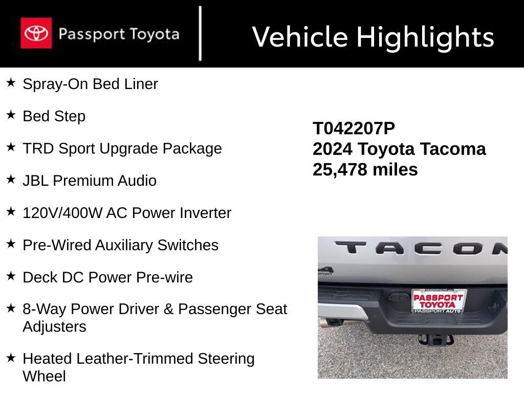 Certified 2024 Toyota Tacoma TRD Sport w/ TRD Sport Upgrade Package AWD/4WD image 14