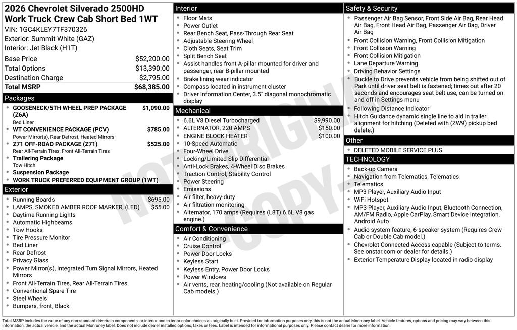 New 2026 Chevrolet Silverado 2500 W/T AWD/4WD image 10