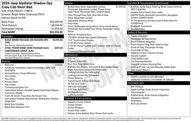 New 2026 Jeep Gladiator Mojave AWD/4WD image 31