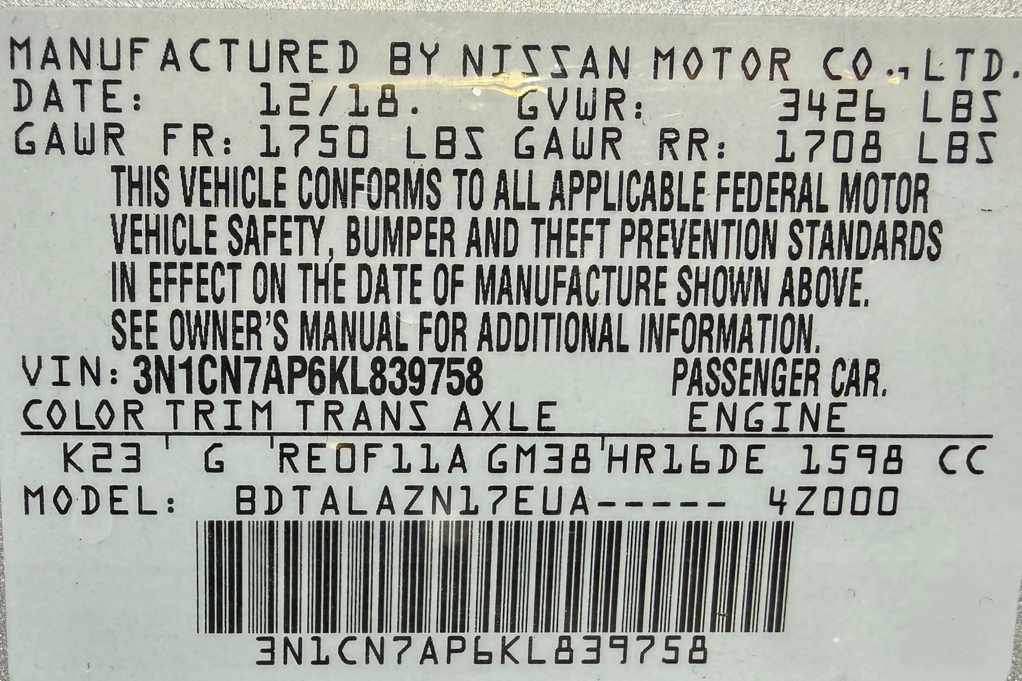 Used 2019 Nissan Versa S Plus image 26