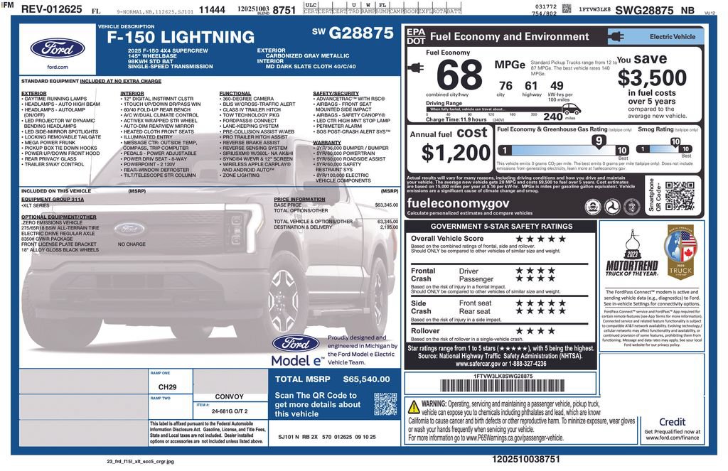 Used 2025 Ford F150 Lightning XLT AWD/4WD image 55
