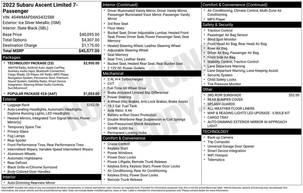 Used 2022 Subaru Ascent Limited w/ Technology Package image 41