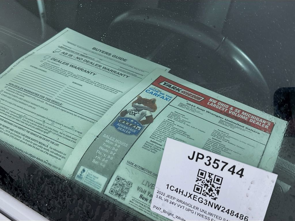 Certified 2022 Jeep Wrangler Unlimited Sahara w/ Cold Weather Group image 16