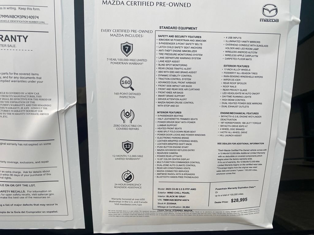 Certified 2023 MAZDA CX-50 2.5 S w/ Cargo Package AWD/4WD image 28