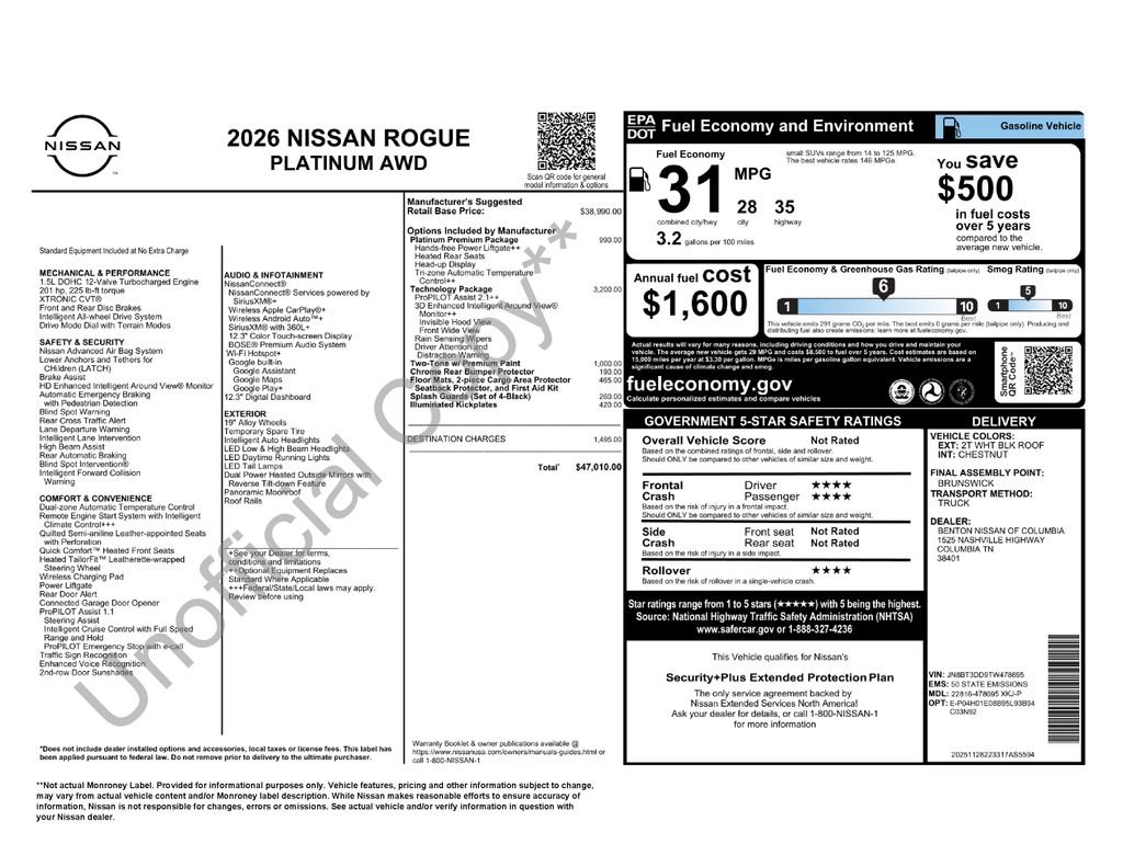 New 2026 Nissan Rogue Platinum w/ Tech Package image 5