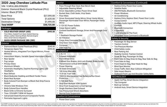 Used 2020 Jeep Cherokee Latitude Plus w/ Cold Weather Group FWD image 65