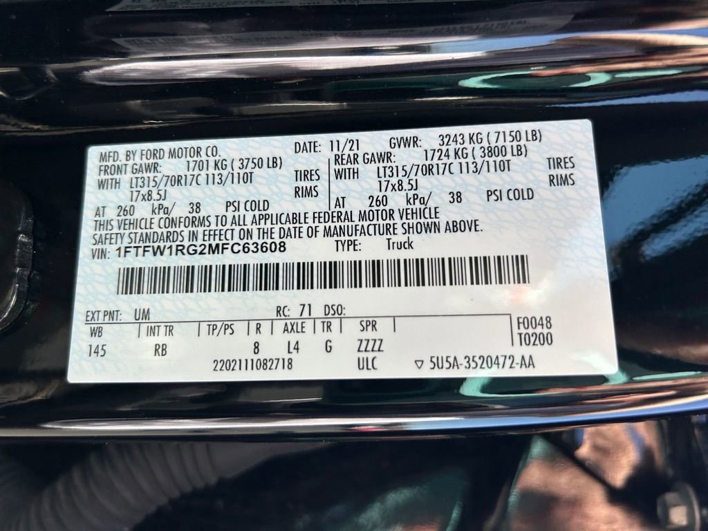 Used 2021 Ford F150 Raptor w/ Equipment Group 801A High image 34