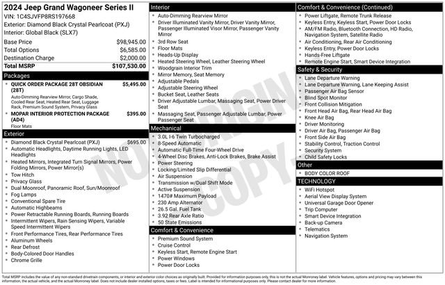 Used 2024 Jeep Grand Wagoneer Series II w/ Quick Order Packagew 28T image 44