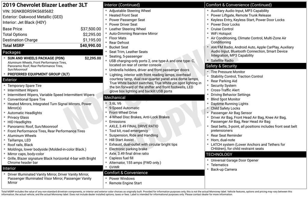 Used 2019 Chevrolet Blazer LT w/ Sun and Wheels Package image 27