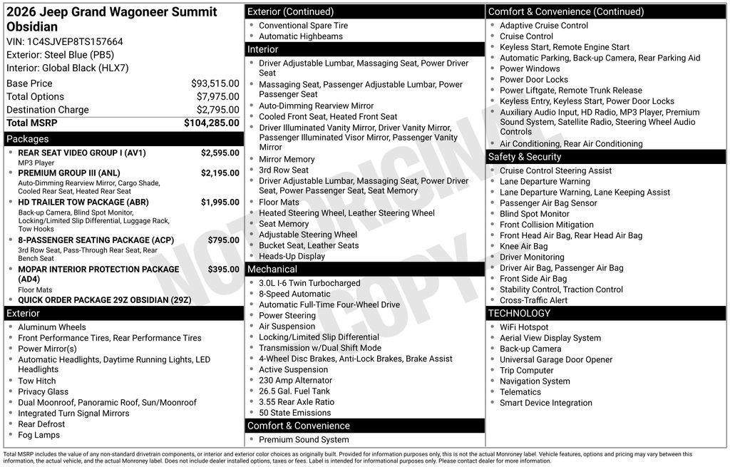 New 2026 Jeep Grand Wagoneer Summit w/ Rear Seat Video Group I image 4