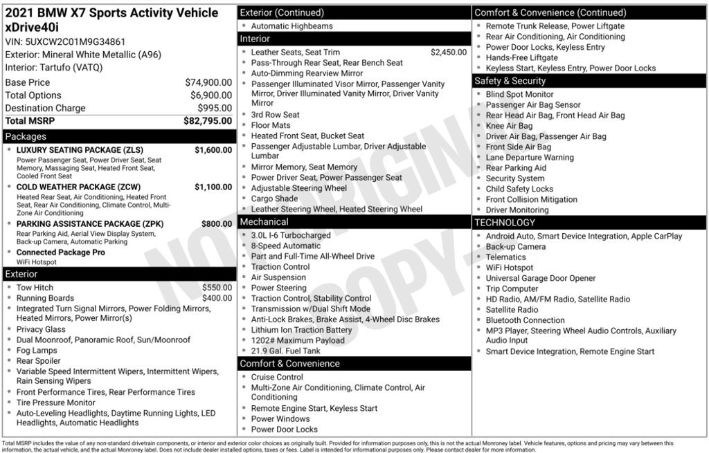 Used 2021 BMW X7 xDrive40i w/ Luxury Seating Package AWD/4WD image 6