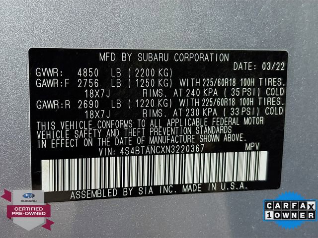 Certified 2022 Subaru Outback Limited w/ Popular Package #2 image 33