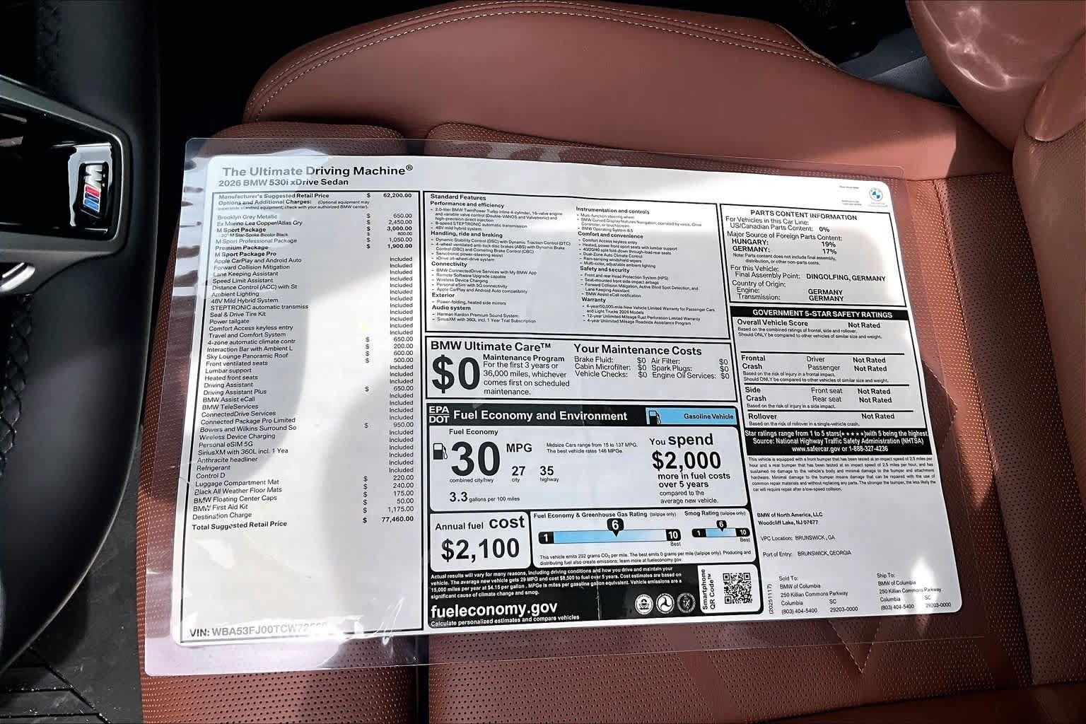 New 2026 BMW 530i xDrive w/ M Sport Package AWD/4WD image 19
