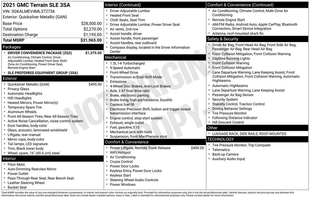 Used 2021 GMC Terrain SLE w/ Driver Convenience Package image 10