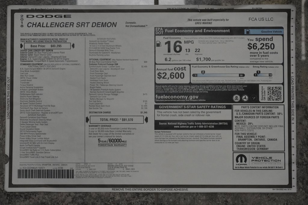 Used 2018 Dodge Challenger SRT Demon image 3