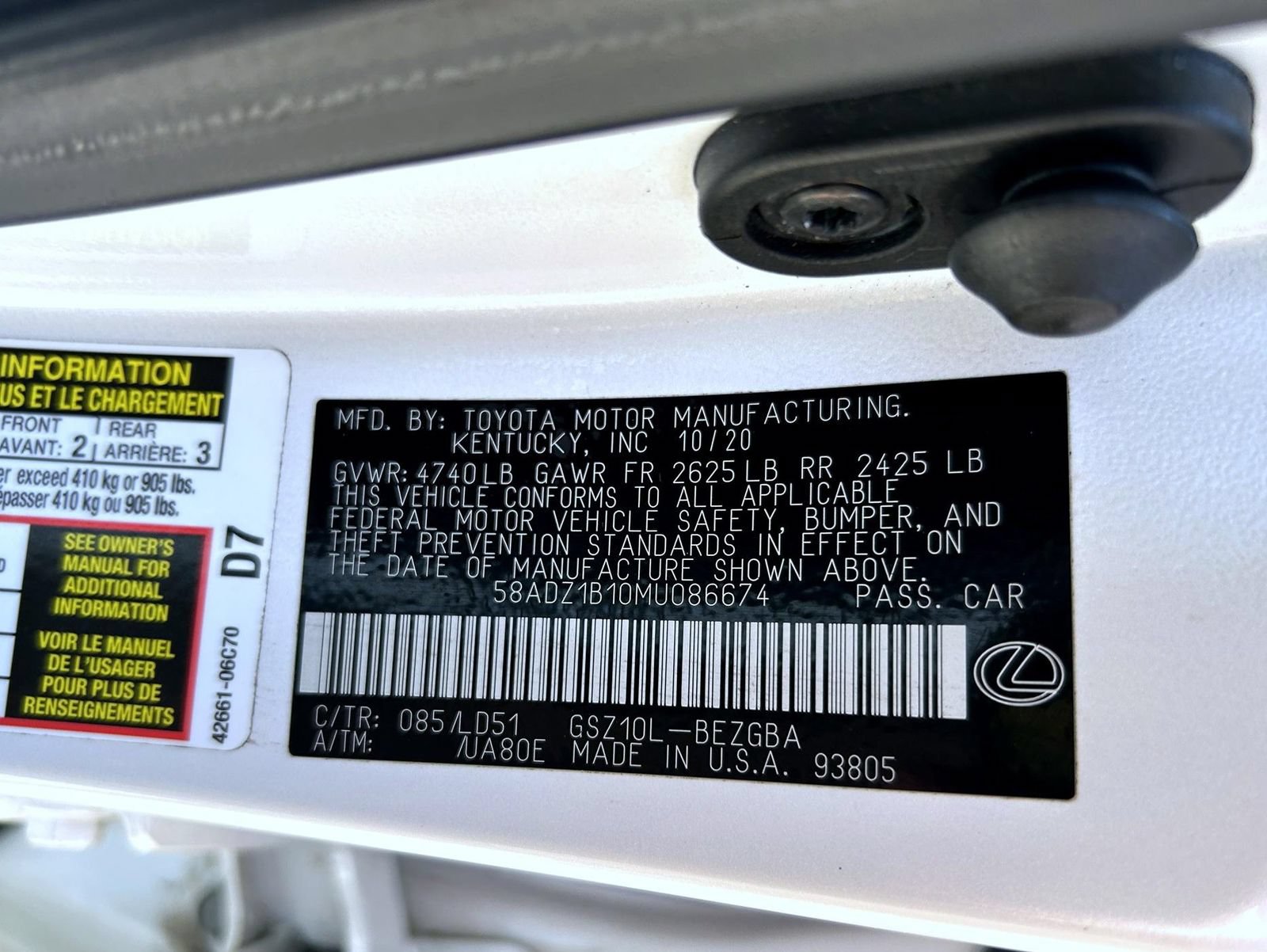 Used 2021 Lexus ES 350 w/ Premium Package FWD image 24