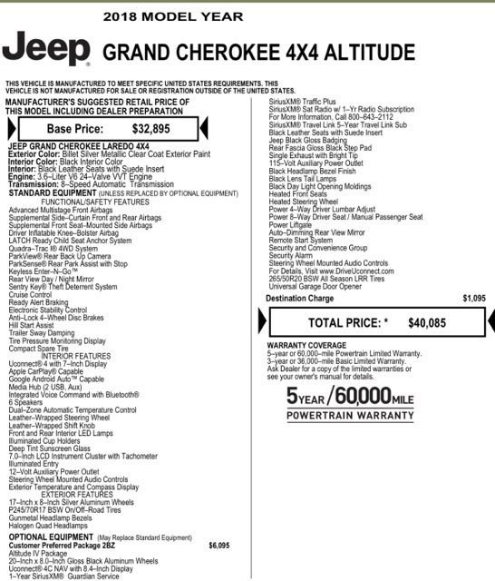 Used 2018 Jeep Grand Cherokee Altitude AWD/4WD image 7