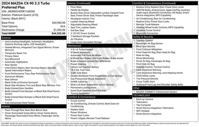 Used 2024 MAZDA CX-90 3.3 Turbo w/ Preferred Plus image 33