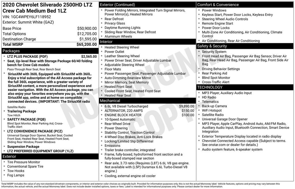 Used 2020 Chevrolet Silverado 2500 LTZ w/ LTZ Plus Package RWD image 6