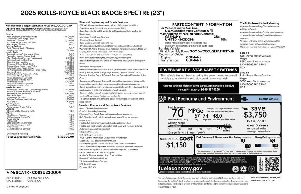 New 2025 Rolls-Royce Spectre Black Badge w/ Leather Finishing Pack AWD/4WD image 40