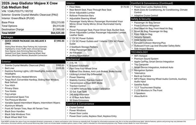 New 2026 Jeep Gladiator Mojave AWD/4WD image 23