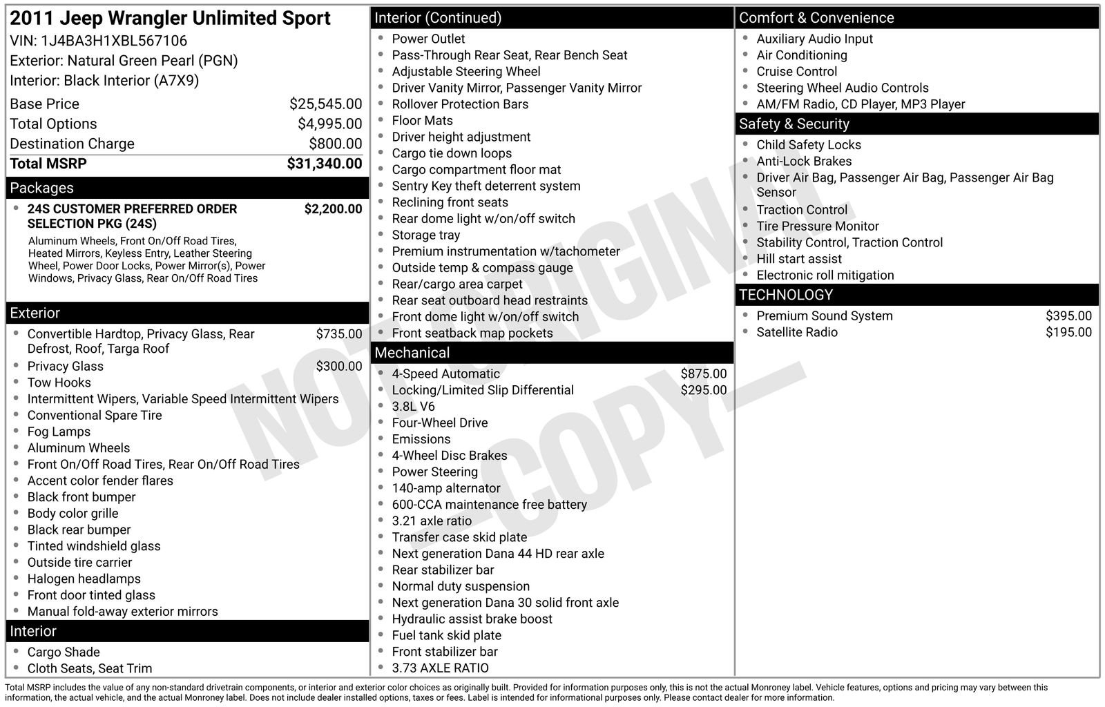 Used 2011 Jeep Wrangler Unlimited Sport image 7