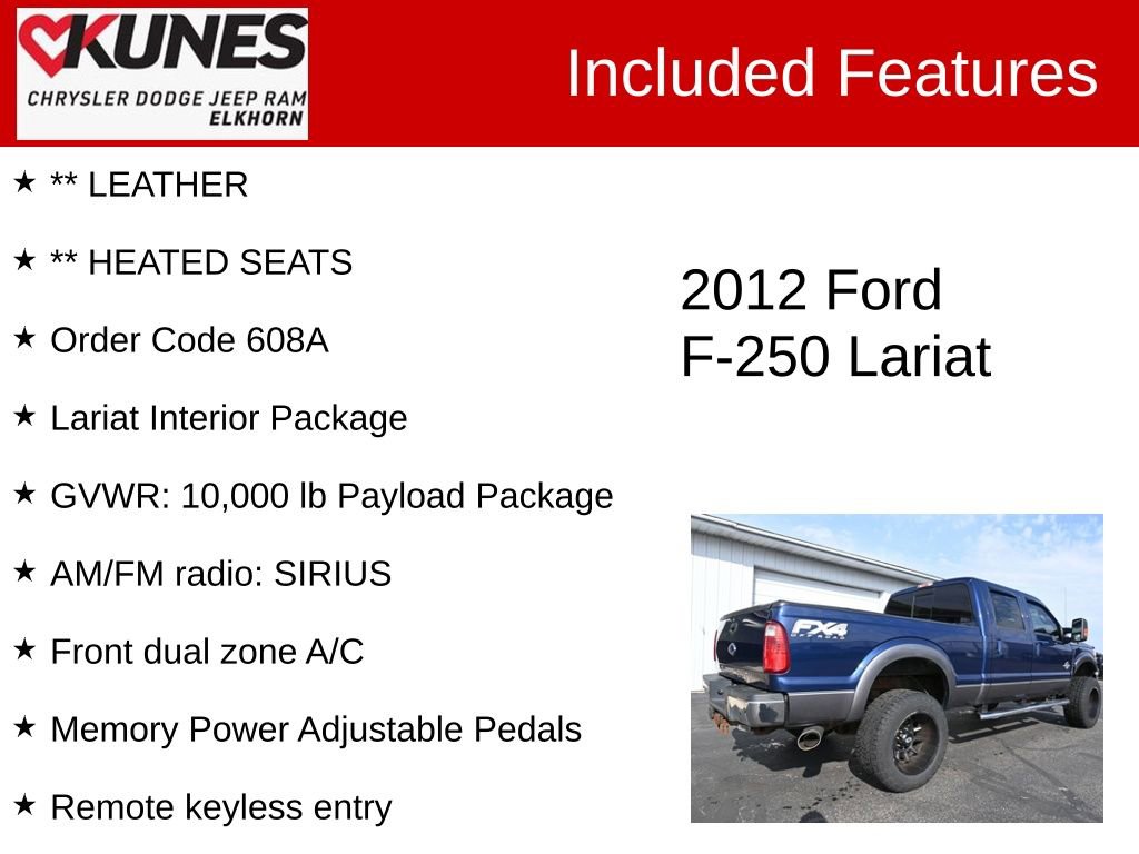 Used 2012 Ford F250 Lariat w/ Lariat Interior Pkg image 3