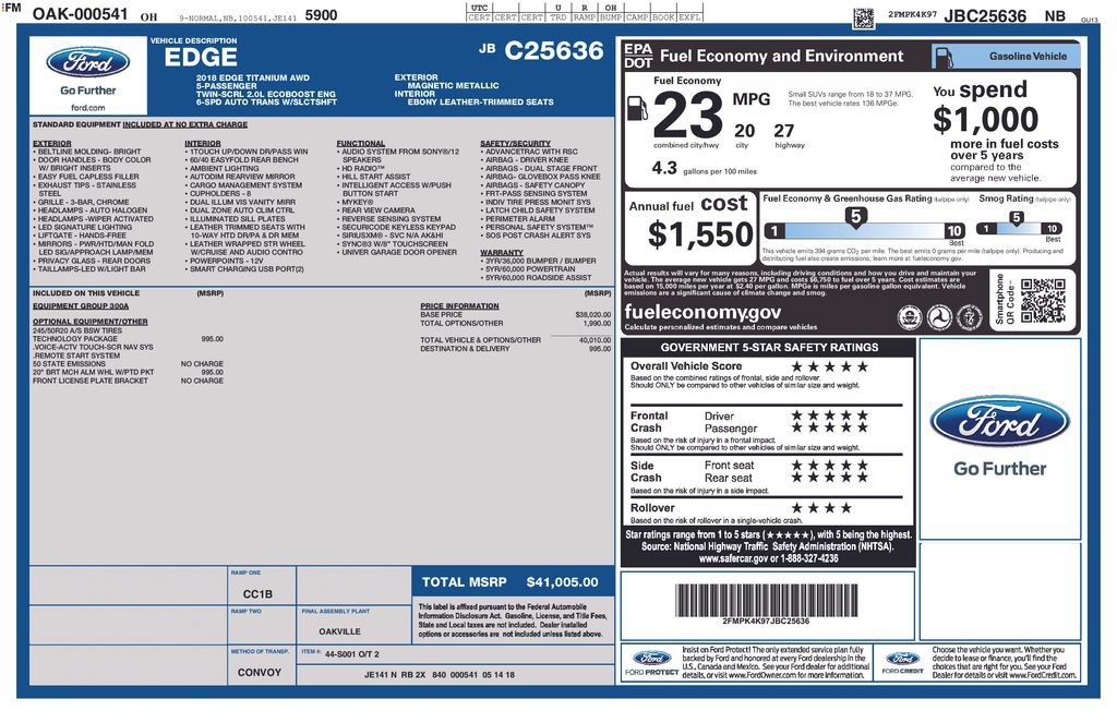 Used 2018 Ford Edge Titanium w/ Technology Package AWD/4WD image 6