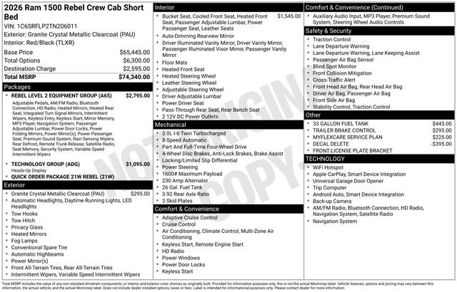 New 2026 RAM 1500 Rebel w/ Rebel Level 2 Equipment Group image 34