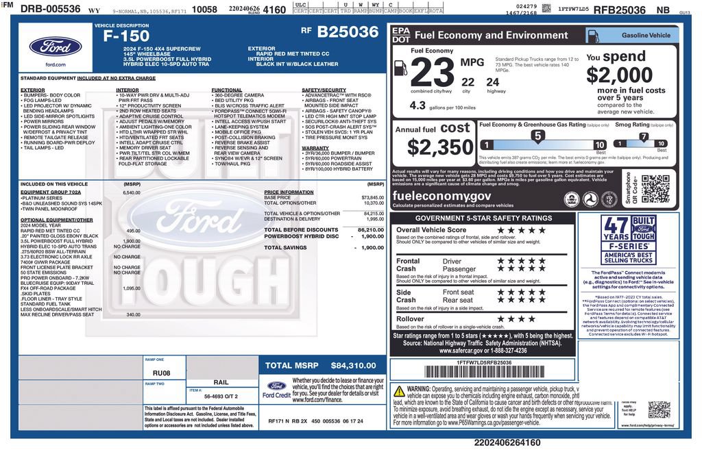Used 2024 Ford F150 Platinum w/ Equipment Group 702A High AWD/4WD image 4