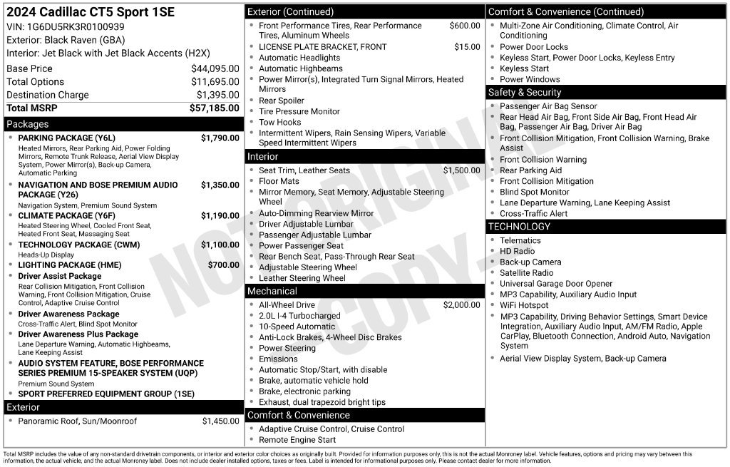 Certified 2024 Cadillac CT5 Sport w/ Parking Package AWD/4WD image 43