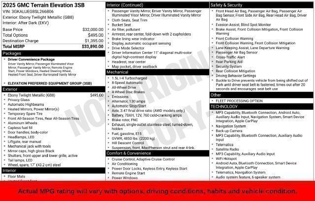 Used 2025 GMC Terrain Elevation AWD/4WD image 68