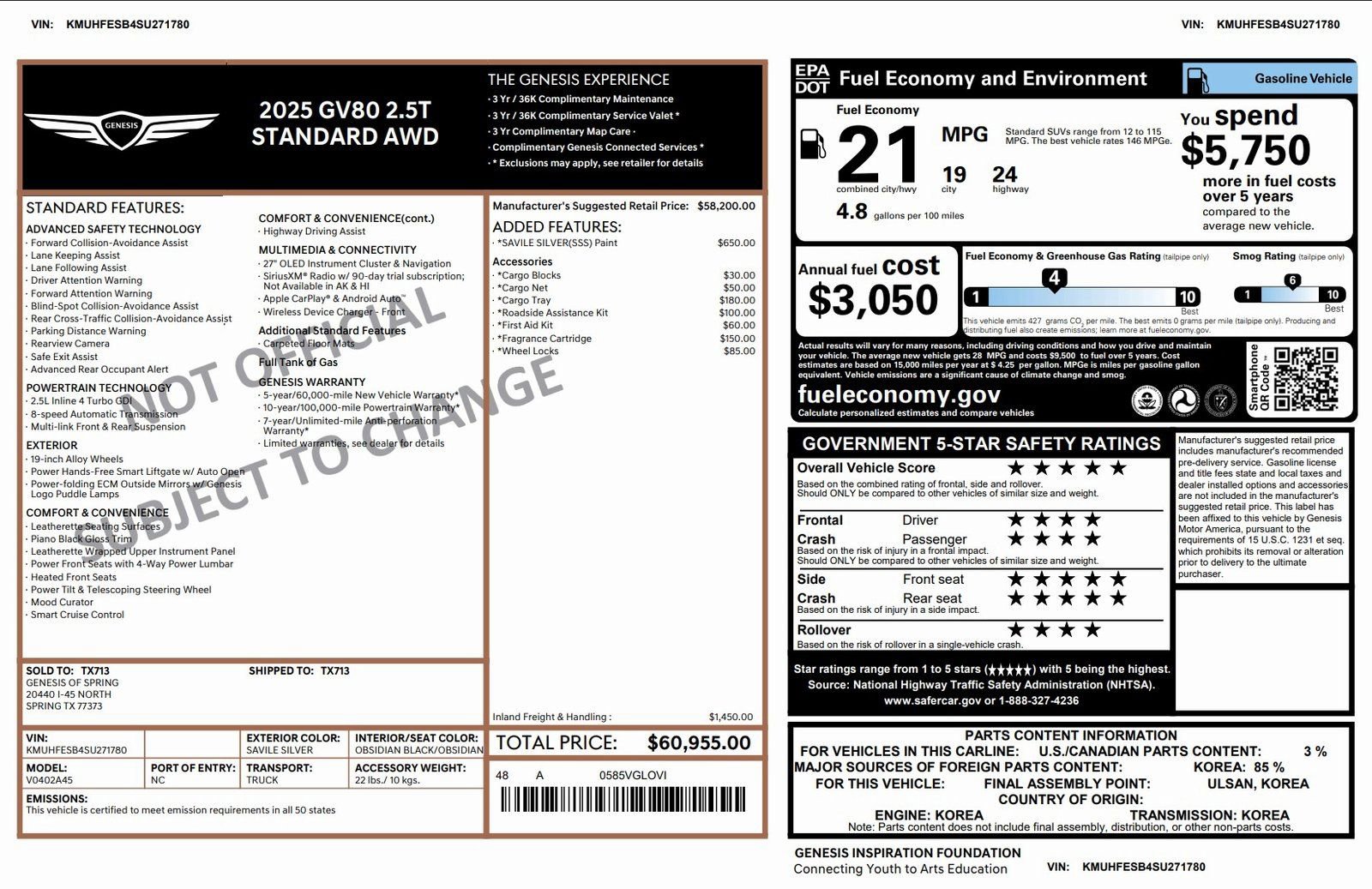 Certified 2025 Genesis GV80 2.5T Standard image 3