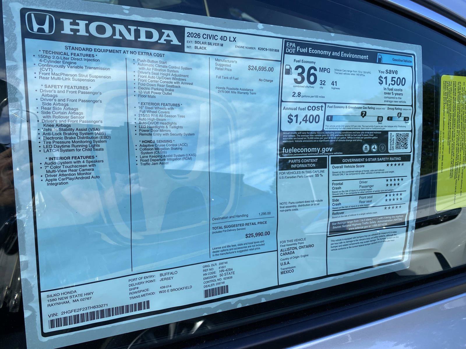 New 2026 Honda Civic LX image 15