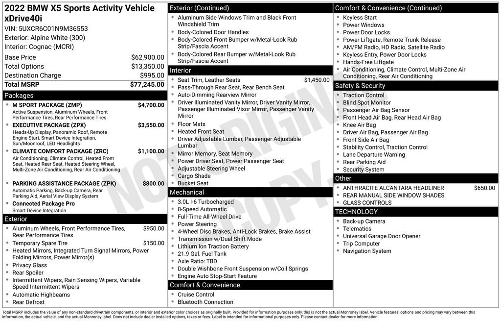 Used 2022 BMW X5 xDrive40i w/ M Sport Package AWD/4WD image 40