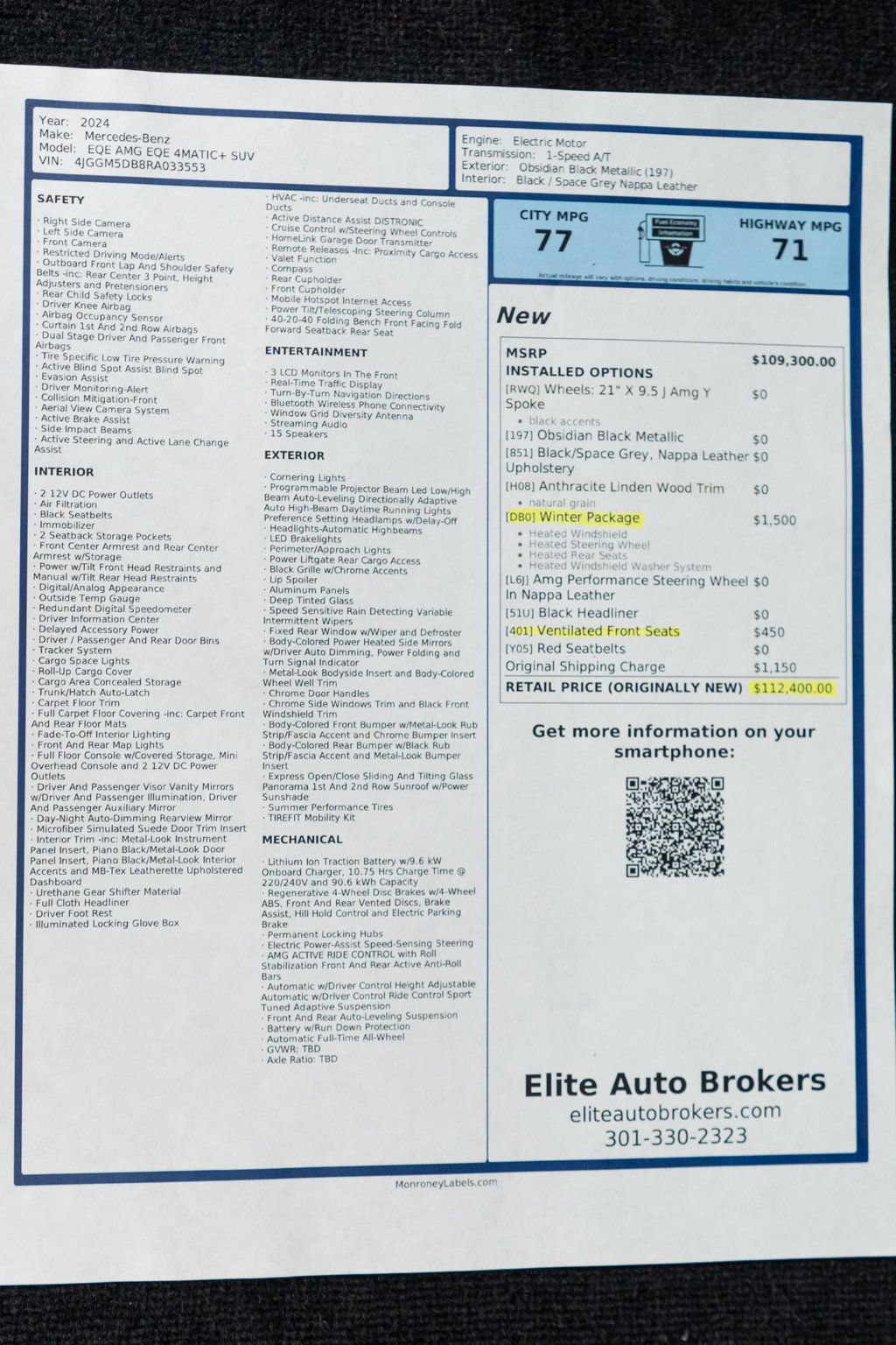 Used 2024 Mercedes-Benz EQE AMG 4MATIC SUV w/ Winter Package image 57