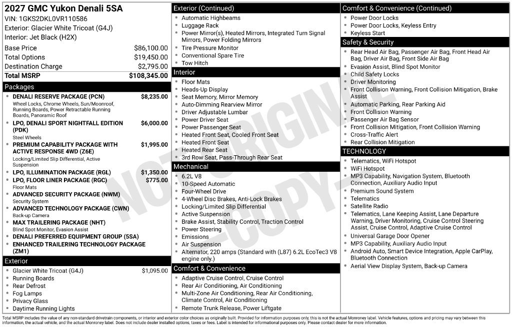 New 2027 GMC Yukon Denali w/ Denali Reserve Package AWD/4WD image 54